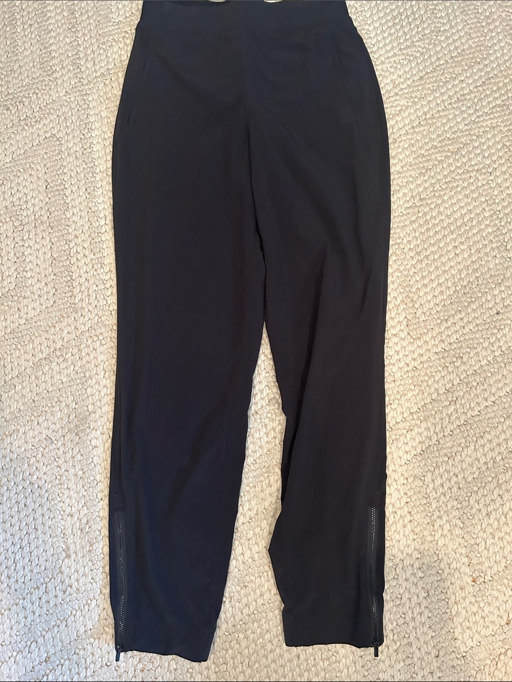 Black Women's Tapered Pants with Ankle Zippers